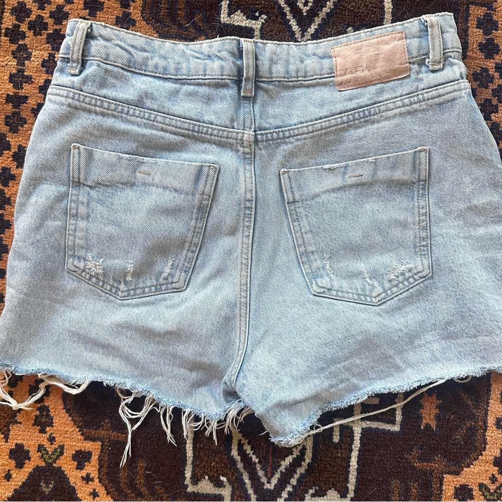 Zara Blue Jean Shorts High-Waisted Distressed
